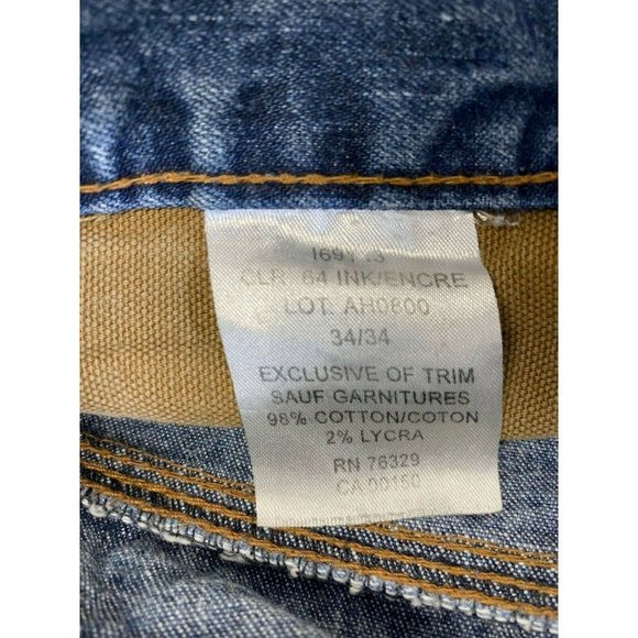 Work Mate Men's Straight Leg Blue Jeans Size 34/34 High Rise Cotton Blend - Picture 6 of 6